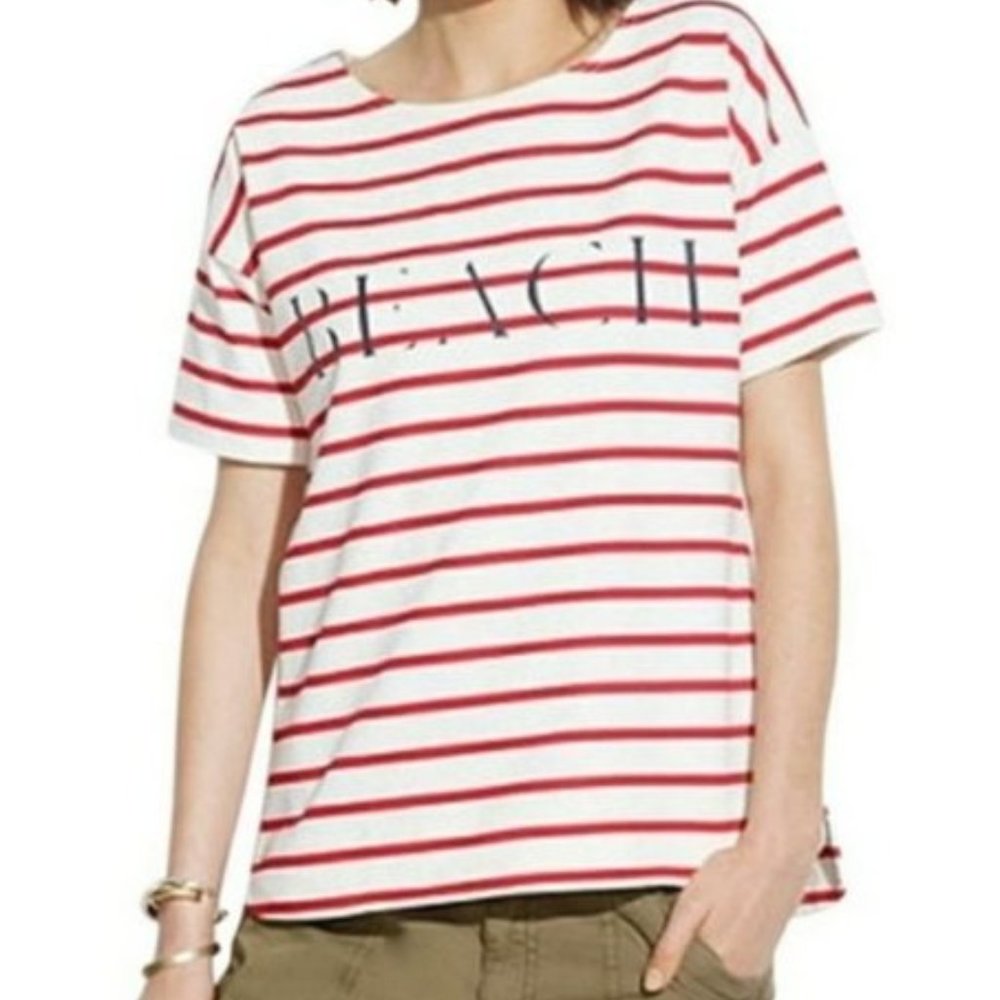 Madewell ‘BEACH’ T-Shirt Red & Cream Striped Size XS